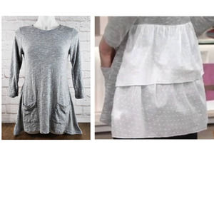LOGO by Lori Goldstein Top w/Tiered Swiss Dot Back Detail ~ XS / Extra Small